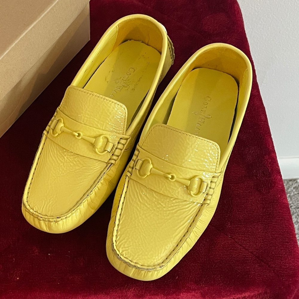 COLE HAAN - Lemon Yellow Patent Leather Loafers - Size 6